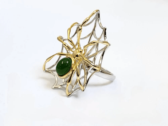 AA Spider Jade Ring, Set in Sterling Silver - Shop Avnu