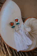Earrings in Spiny Oyster Hearts