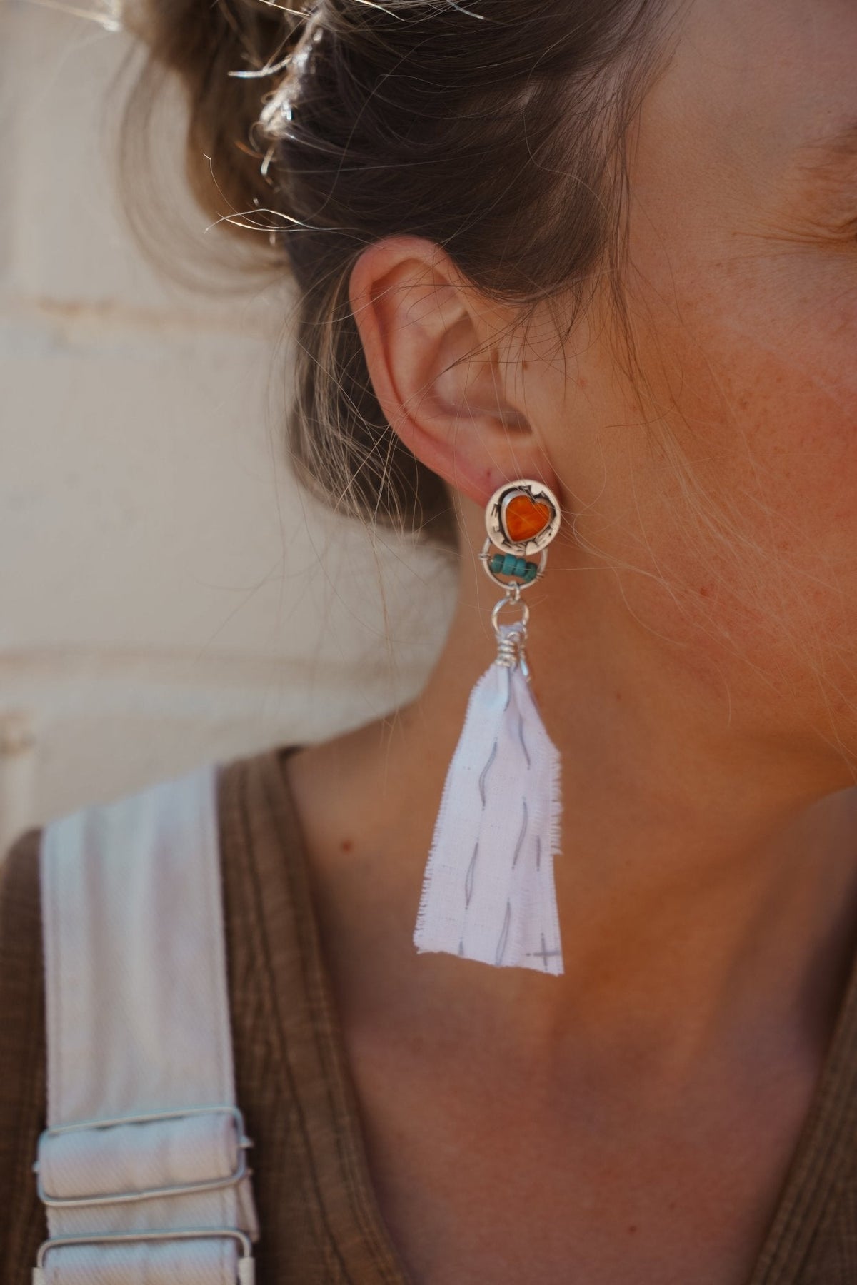 Earrings in Spiny Oyster Hearts