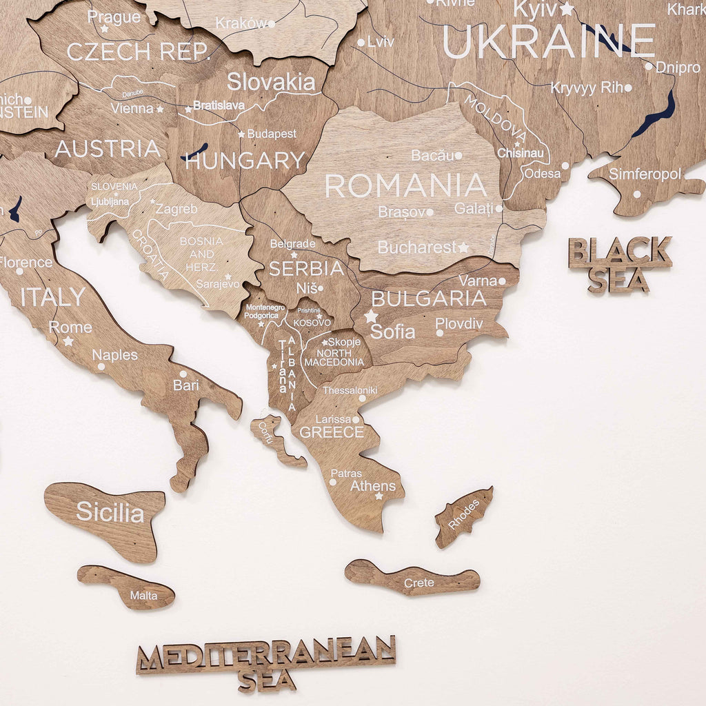 3D Europe Wooden Map Terra