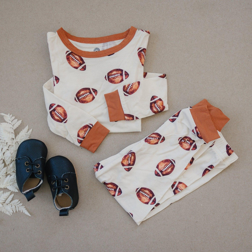 Football Print 2pc Bamboo Pajamas - Shop Avnu