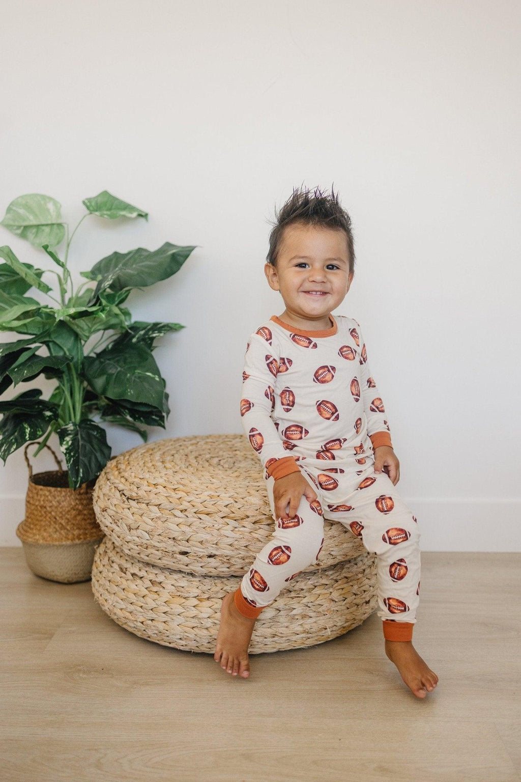 Football Print 2pc Bamboo Pajamas - Shop Avnu