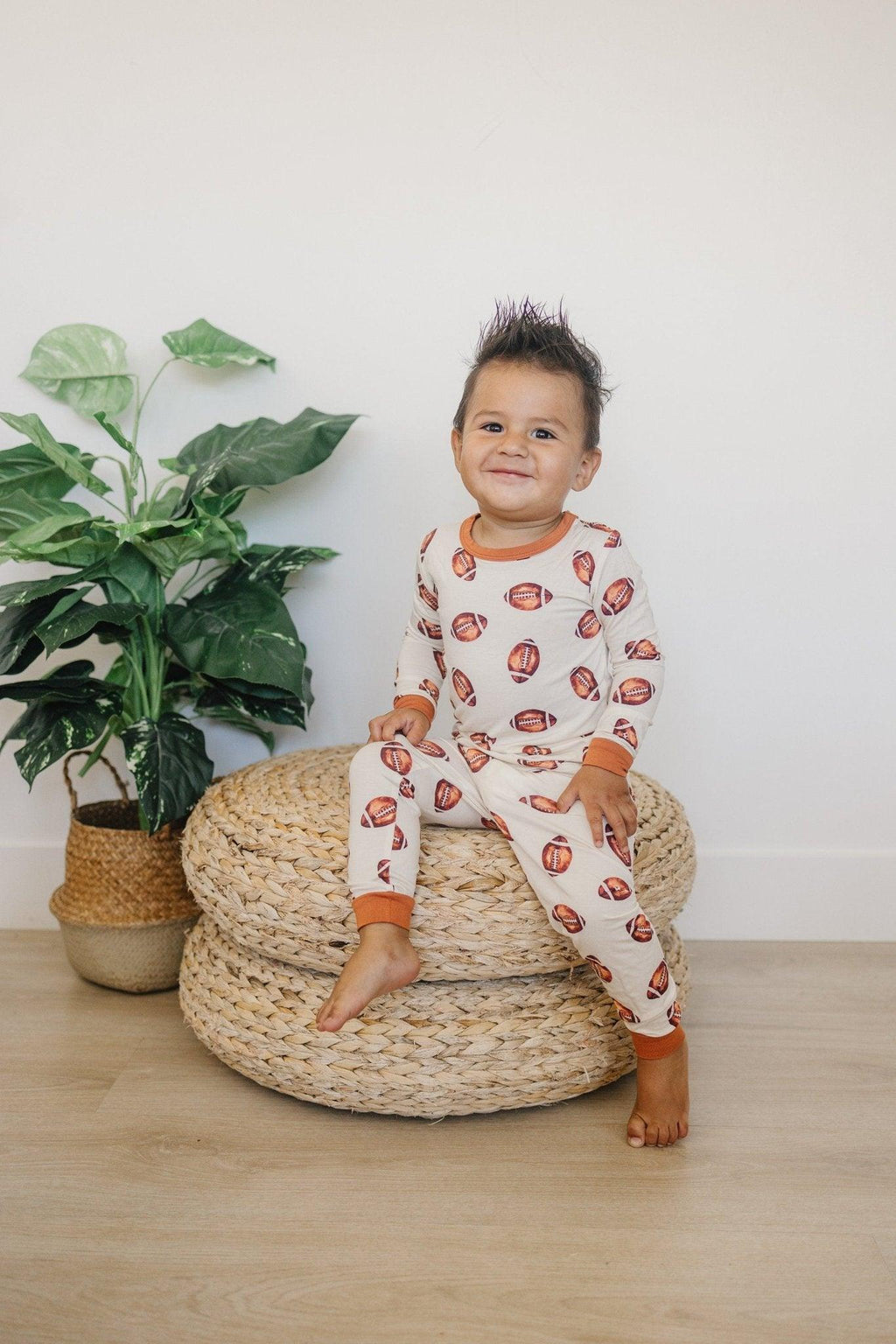 Football Print 2pc Bamboo Pajamas - Shop Avnu