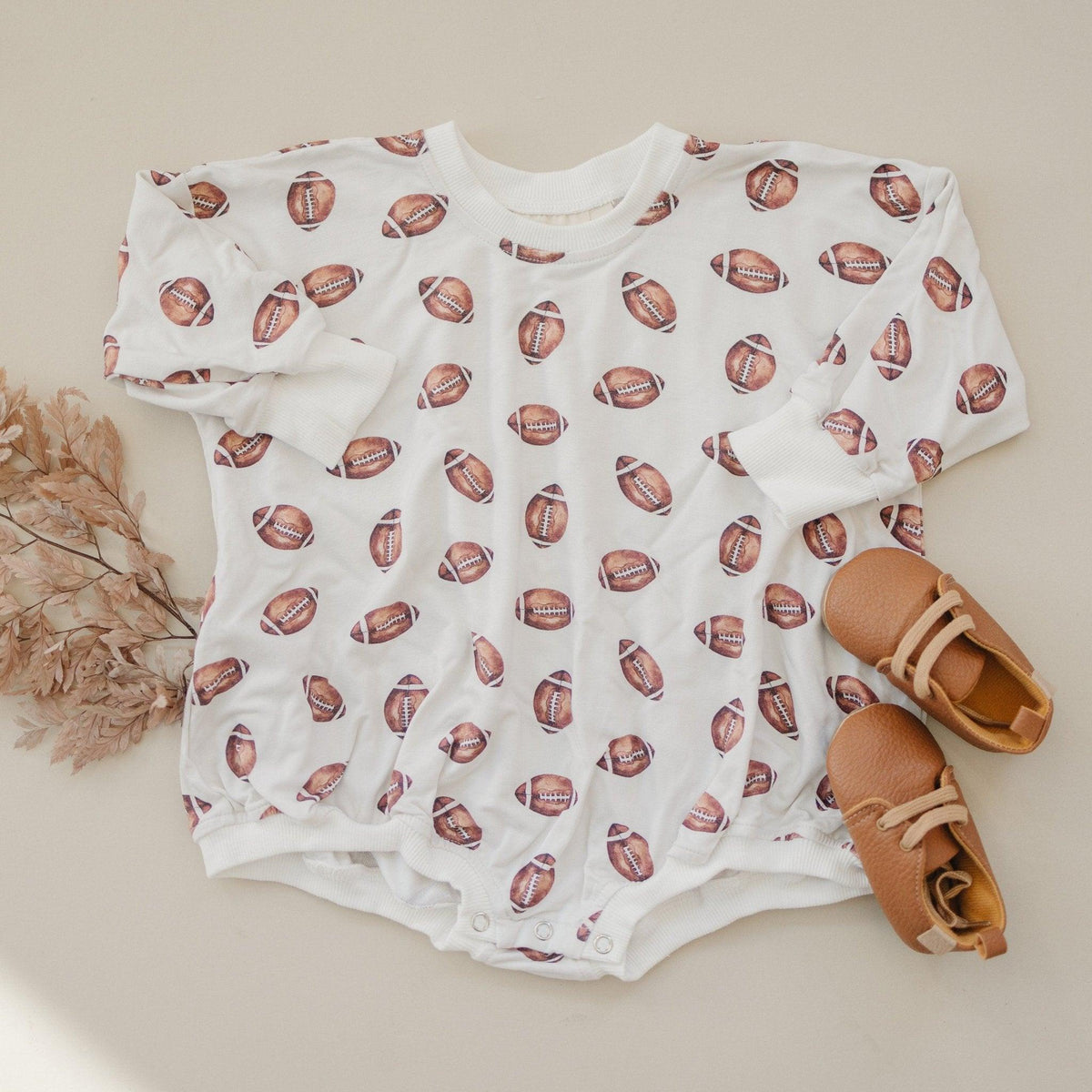Football Print Bamboo Bubble Romper - Shop Avnu