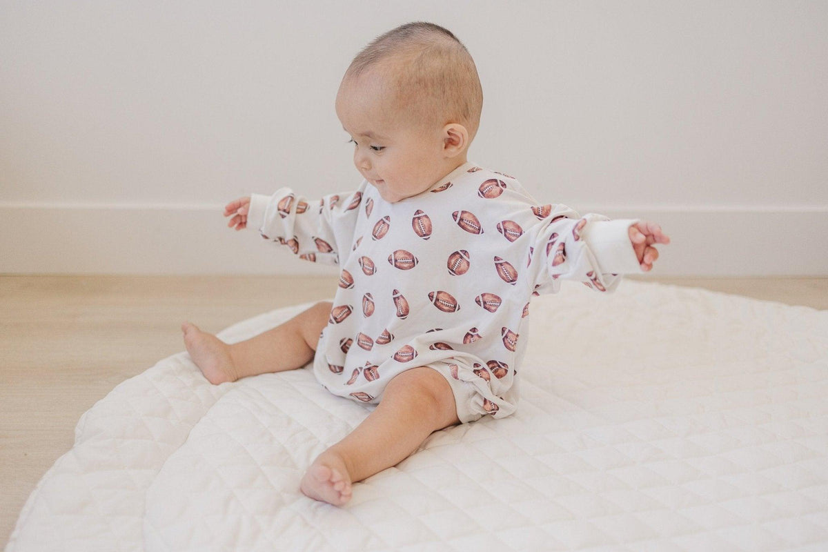 Football Print Bamboo Bubble Romper - Shop Avnu