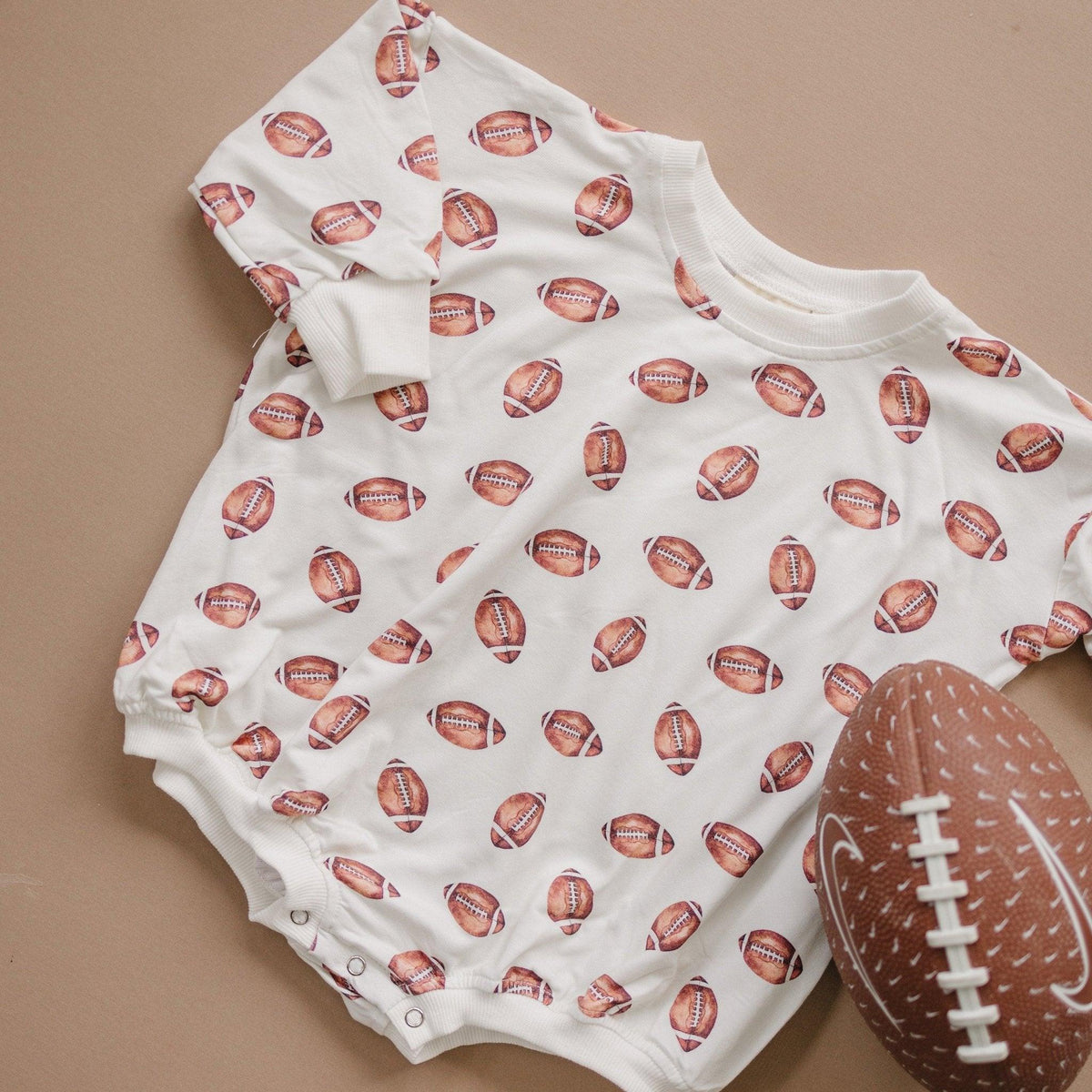 Football Print Bamboo Bubble Romper - Shop Avnu