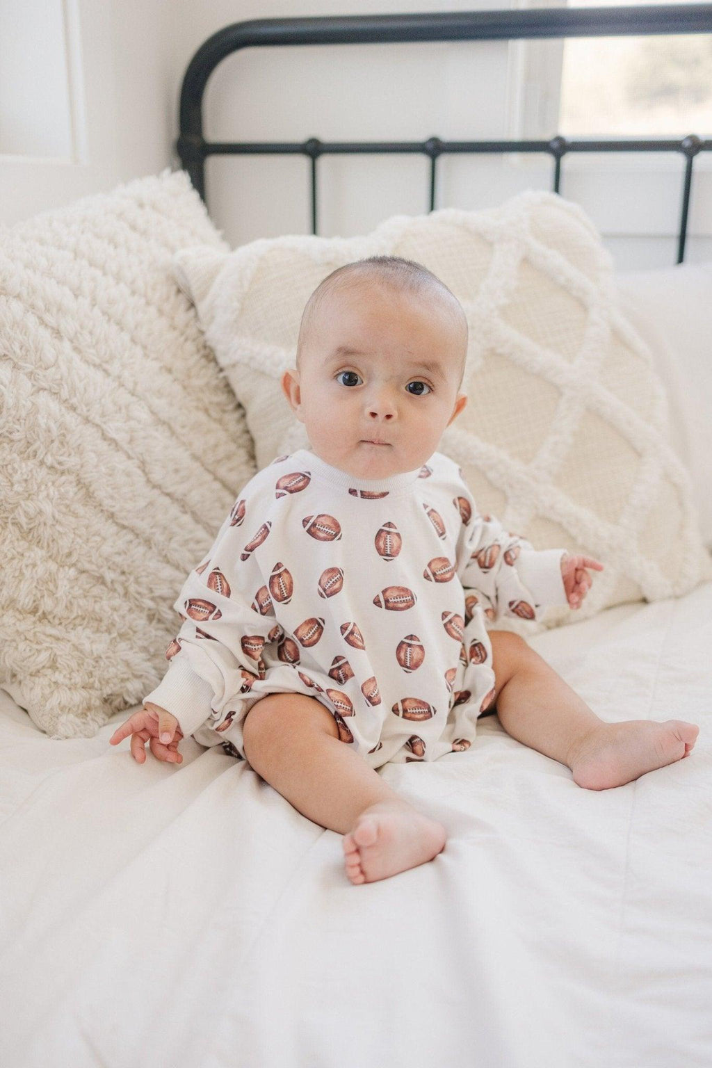 Football Print Bamboo Bubble Romper - Shop Avnu