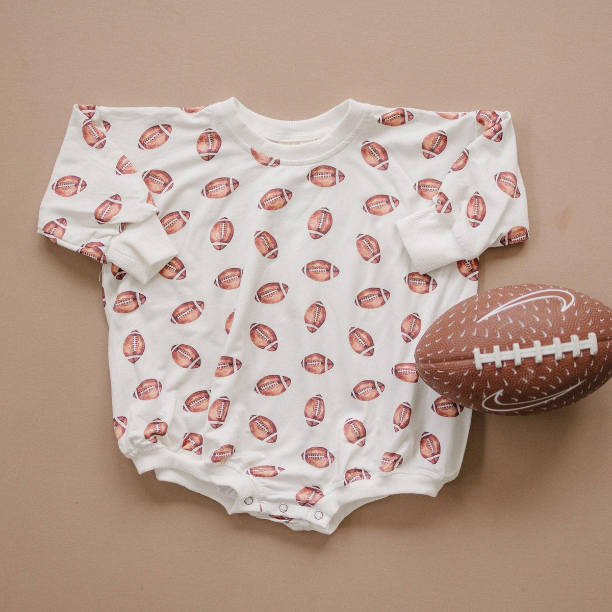 Football Print Bamboo Bubble Romper - Shop Avnu