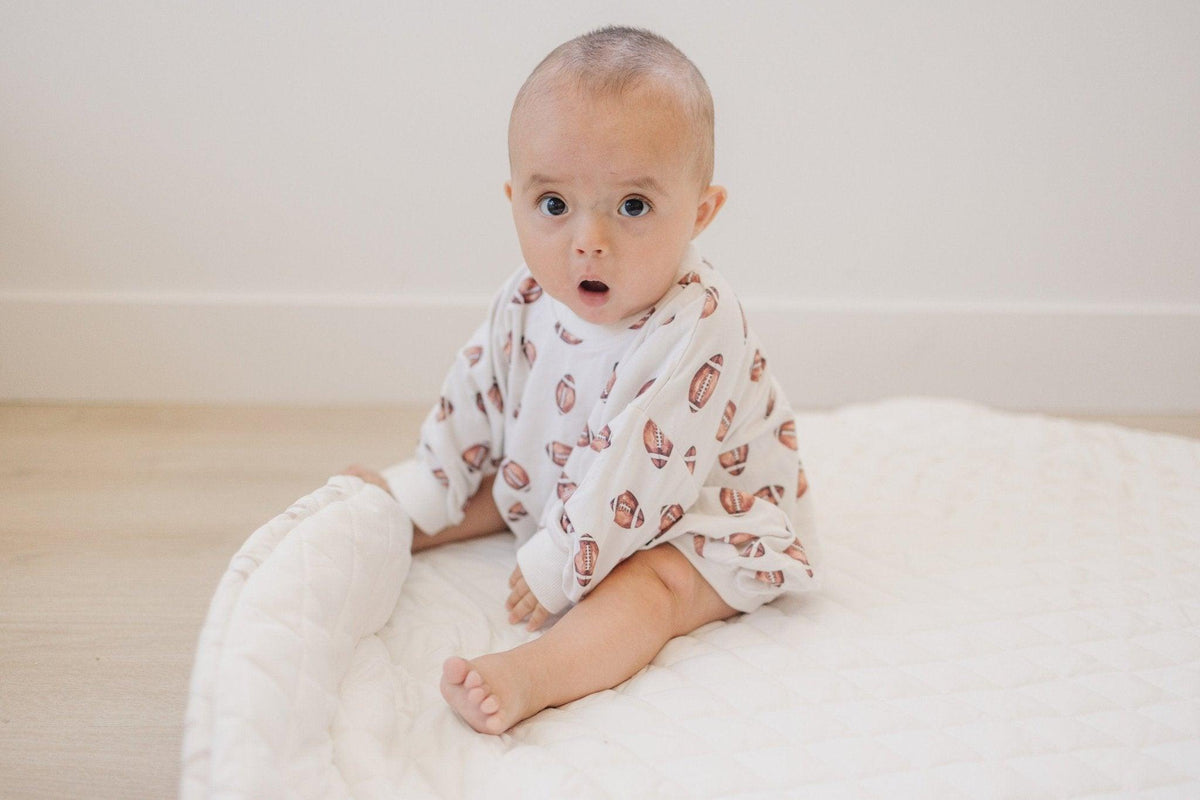 Football Print Bamboo Bubble Romper - Shop Avnu