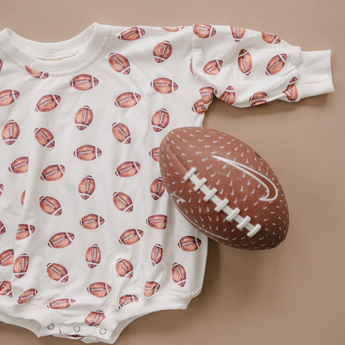 Football Print Bamboo Bubble Romper - Shop Avnu