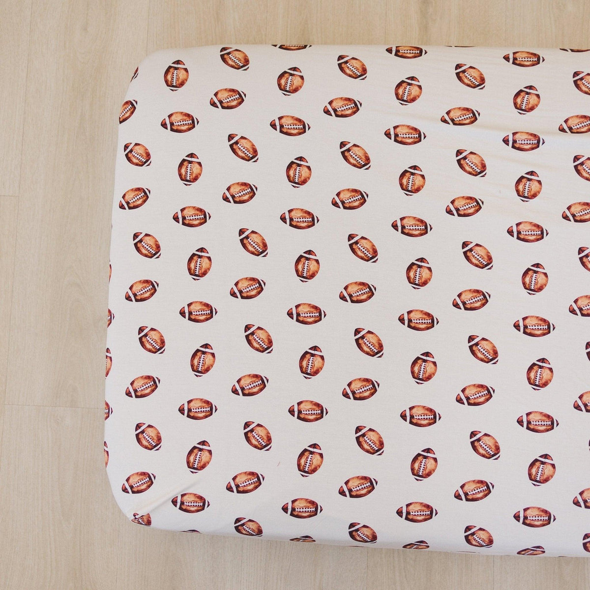 Football Print Bamboo Crib Sheet - Shop Avnu