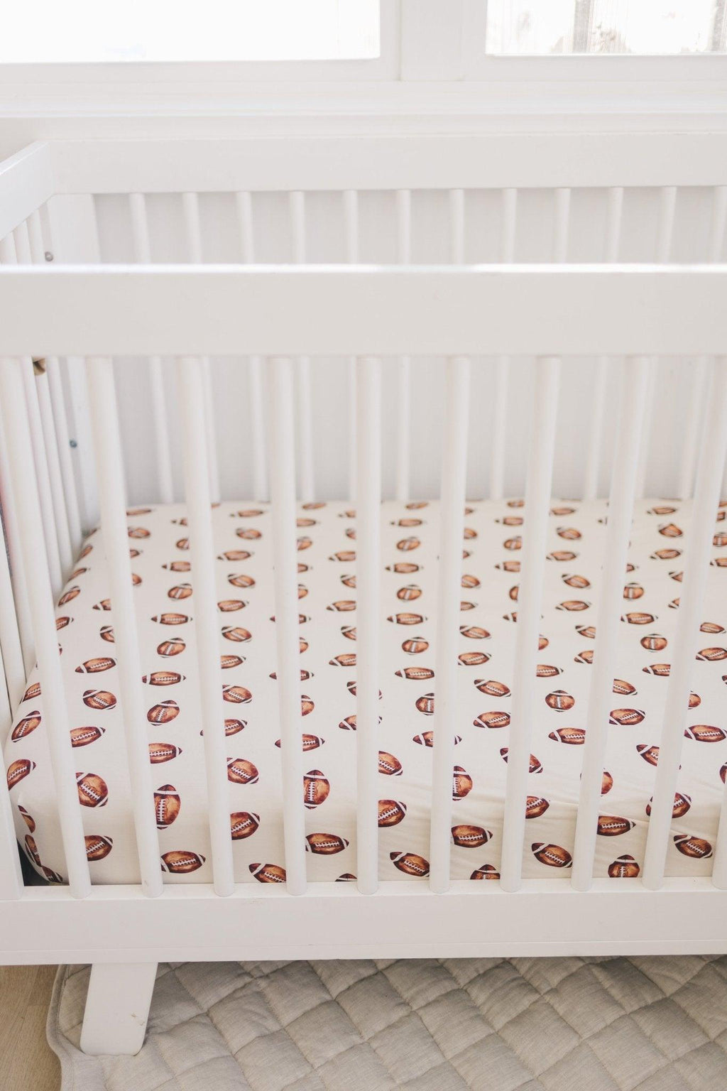 Football Print Bamboo Crib Sheet - Shop Avnu