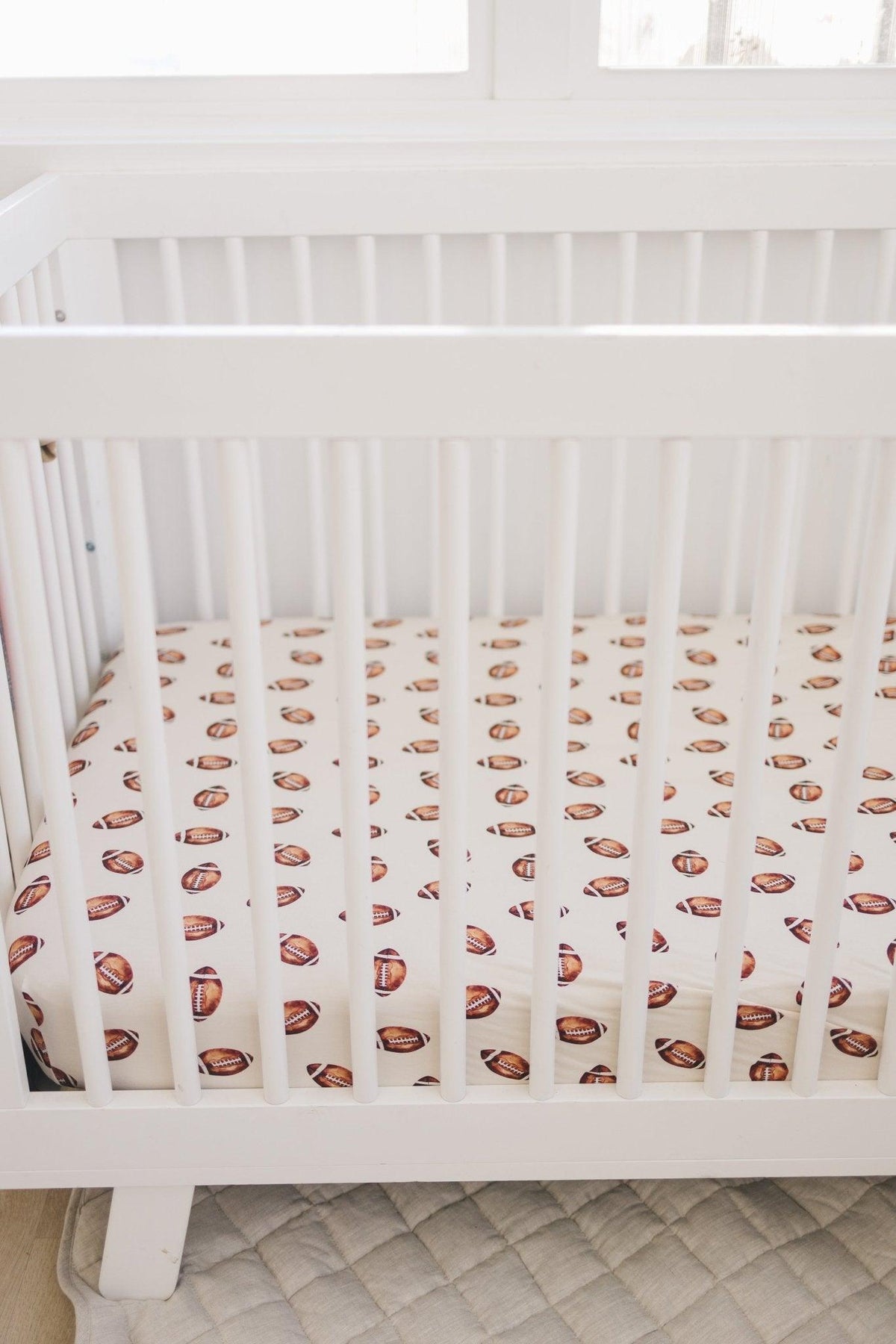 Football Print Bamboo Crib Sheet - Shop Avnu