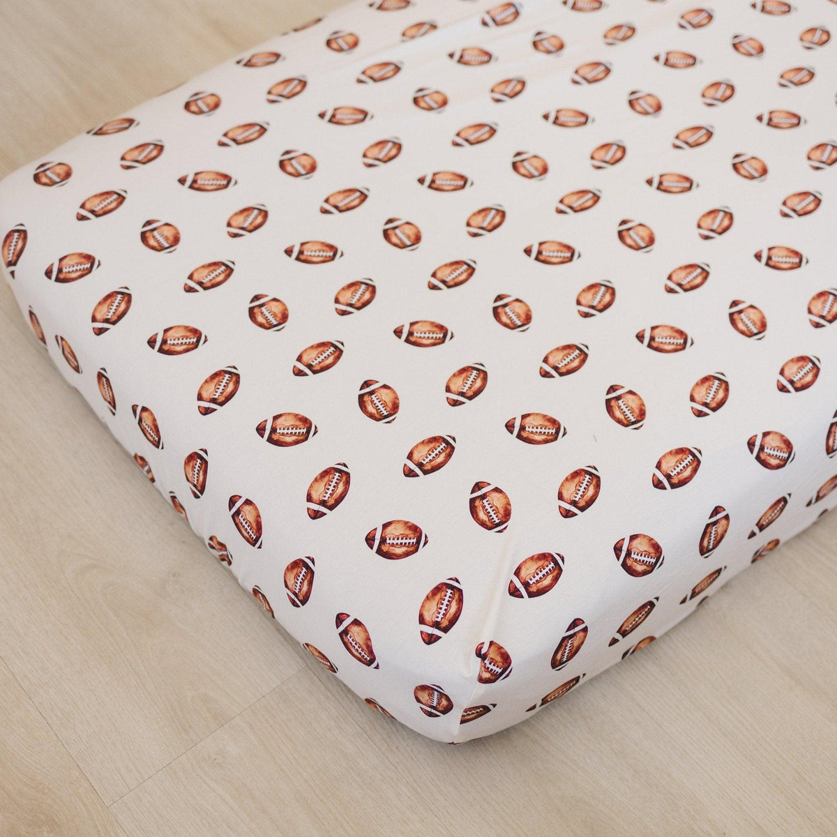 Football Print Bamboo Crib Sheet - Shop Avnu