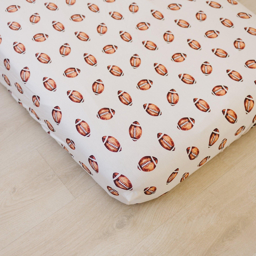 Football Print Bamboo Crib Sheet - Shop Avnu