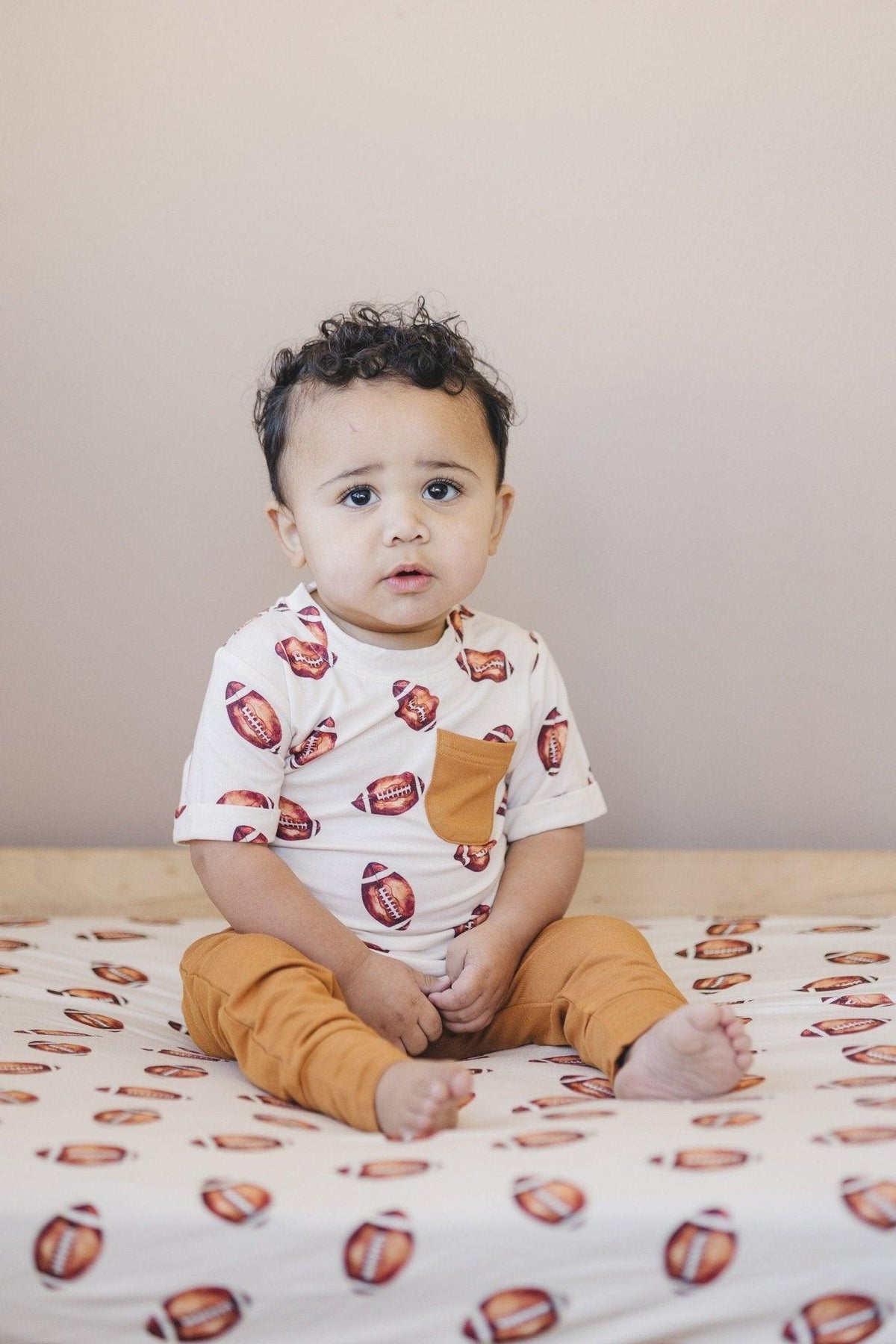 Football Print Bamboo Crib Sheet - Shop Avnu