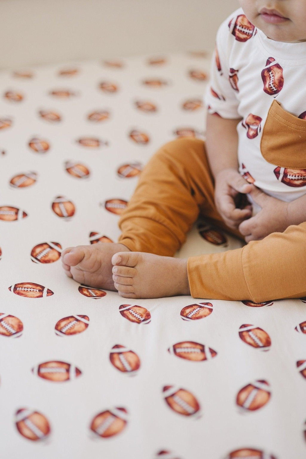 Football Print Bamboo Crib Sheet - Shop Avnu