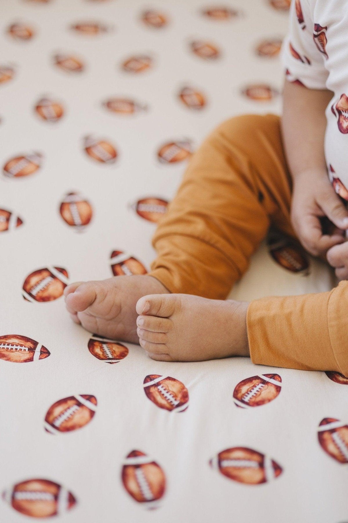 Football Print Bamboo Crib Sheet - Shop Avnu