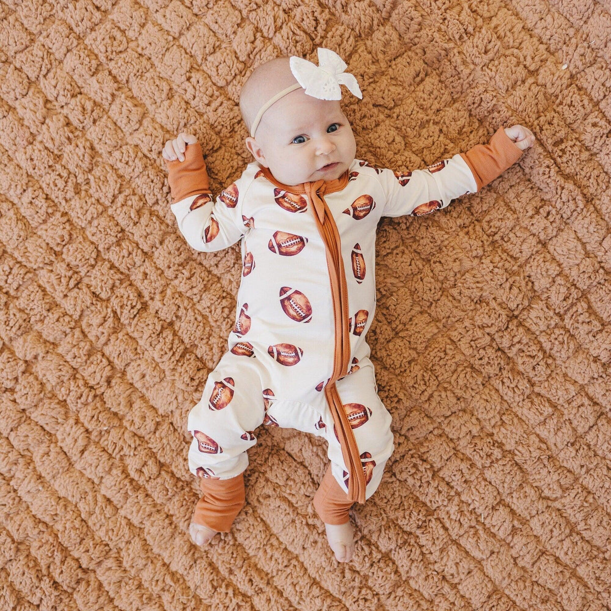 Football Print Bamboo Zippy Romper - Shop Avnu