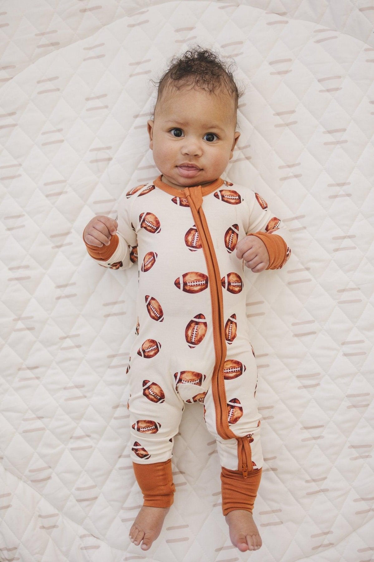 Football Print Bamboo Zippy Romper - Shop Avnu
