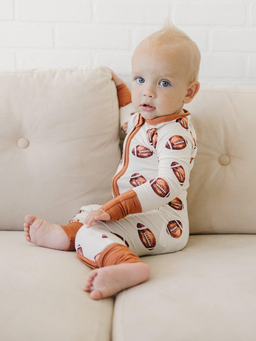 Football Print Bamboo Zippy Romper - Shop Avnu
