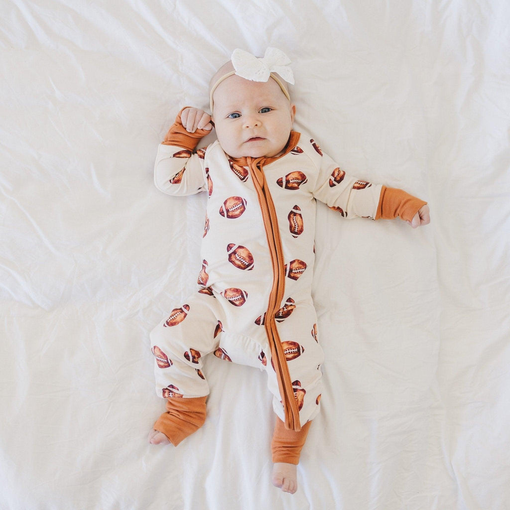Football Print Bamboo Zippy Romper - Shop Avnu