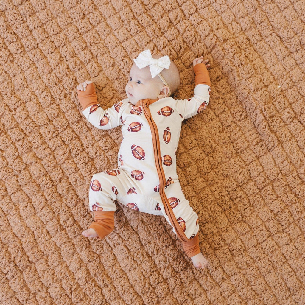 Football Print Bamboo Zippy Romper - Shop Avnu