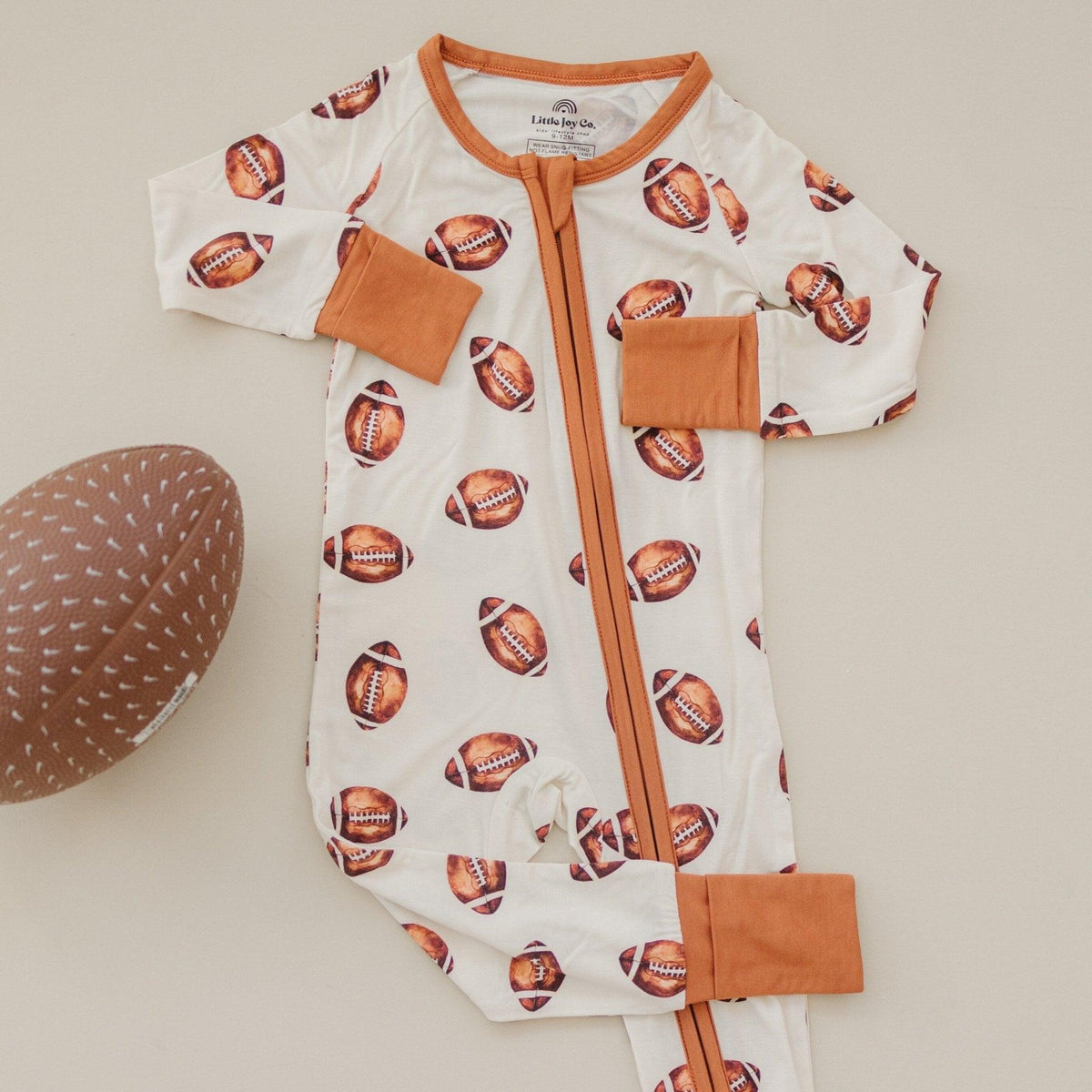 Football Print Bamboo Zippy Romper - Shop Avnu