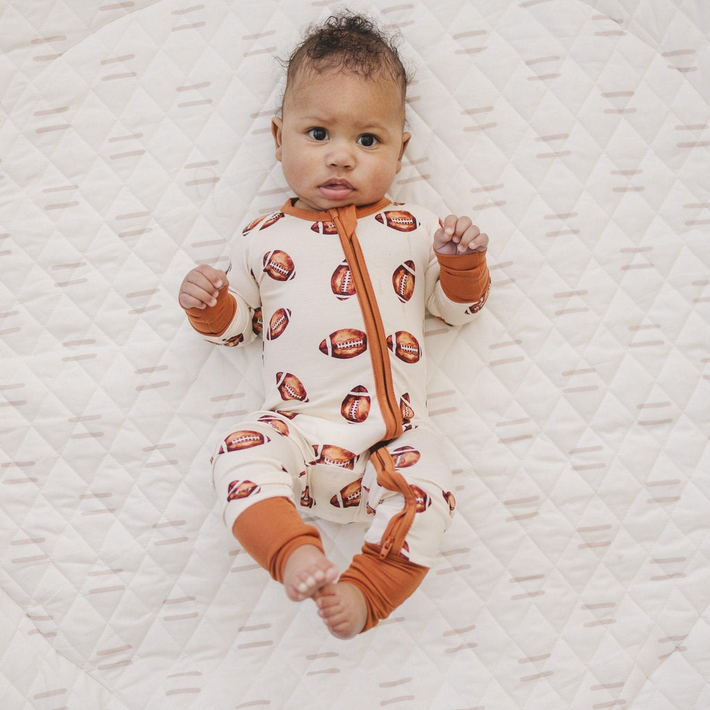 Football Print Bamboo Zippy Romper - Shop Avnu