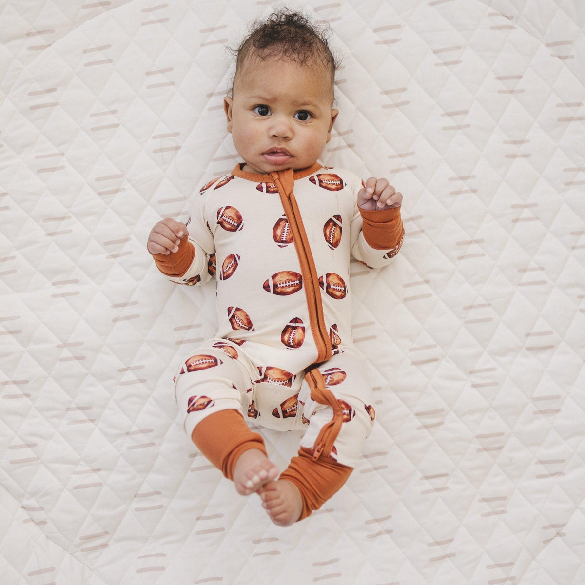 Football Print Bamboo Zippy Romper - Shop Avnu