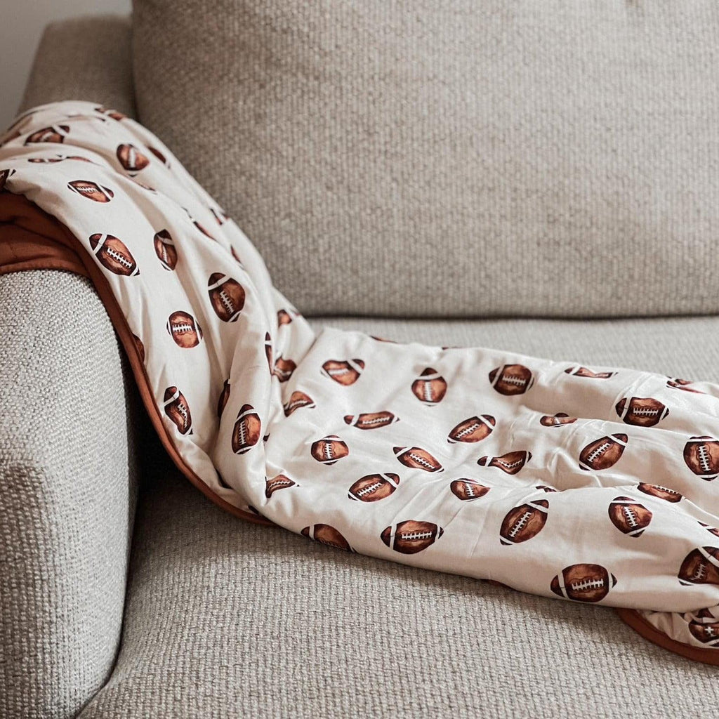 Football Print Quilted Bamboo Blanket - 1.0 Tog - Shop Avnu