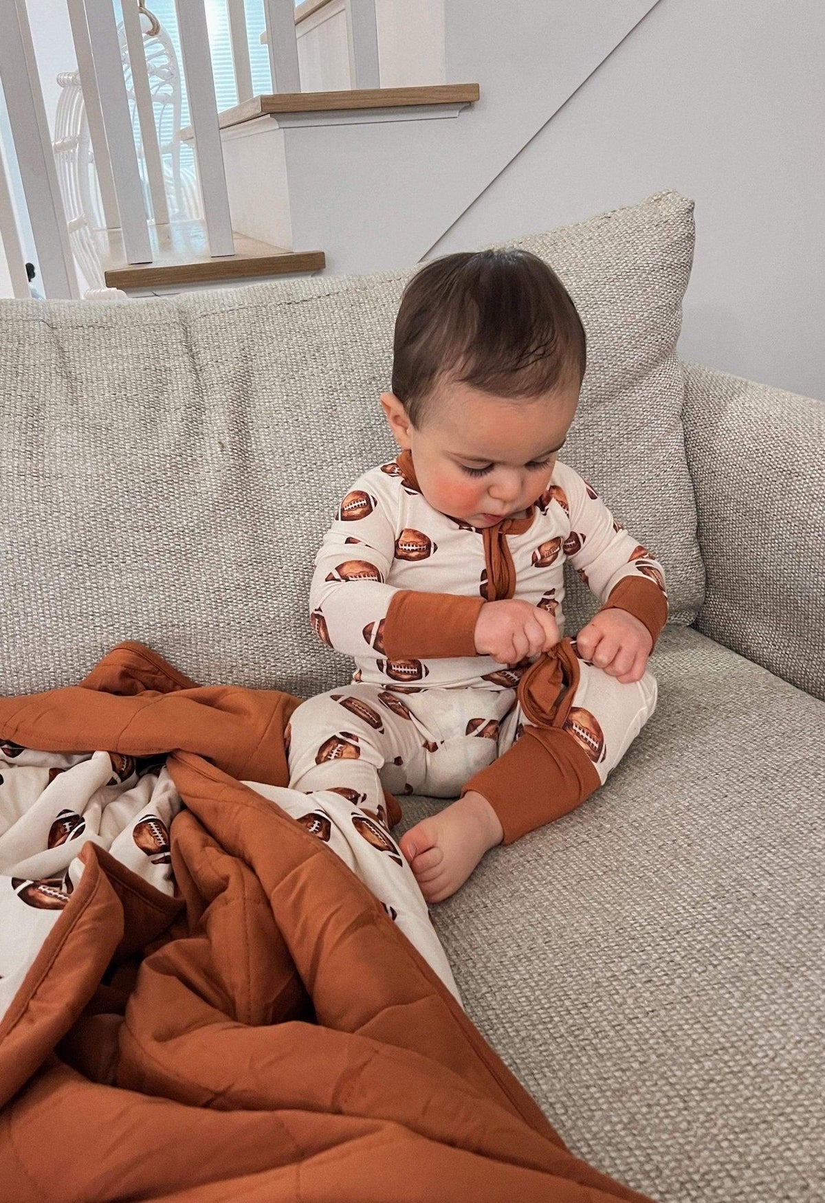 Football Print Quilted Bamboo Blanket - 1.0 Tog - Shop Avnu