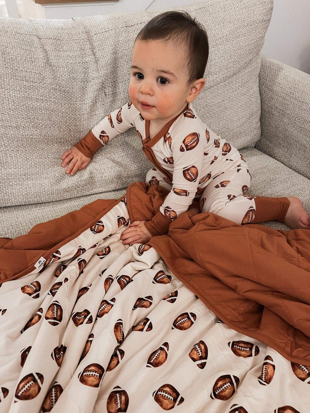 Football Print Quilted Bamboo Blanket - 1.0 Tog - Shop Avnu