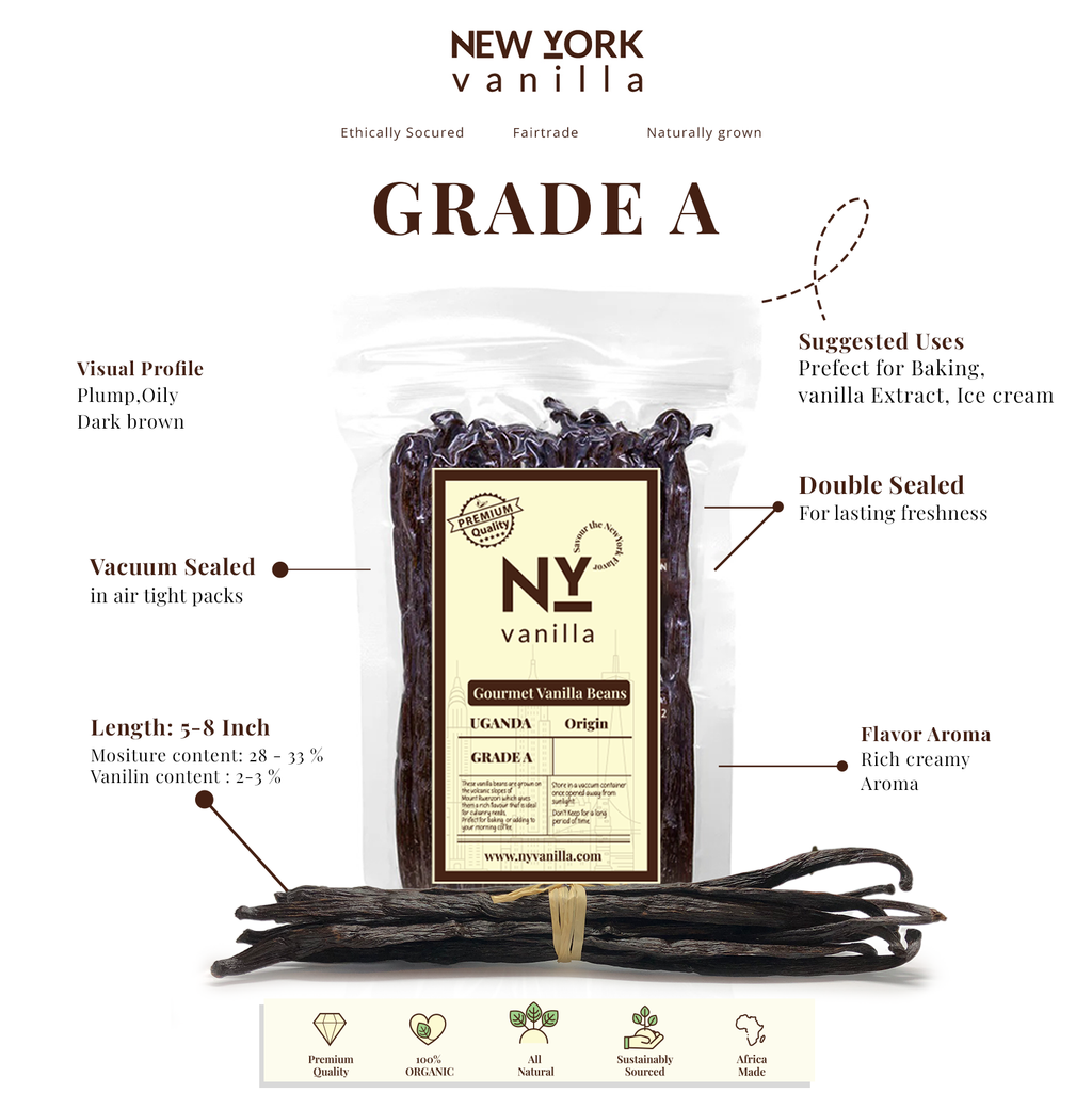 25 Premium Whole Ugandan Vanilla Beans Grade A  - For making Vanilla Extract