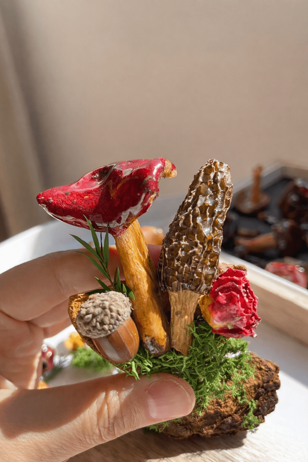 Handcrafted Real-Mushroom Fridge Magnets – Nature Preserved in Art Gift Idea