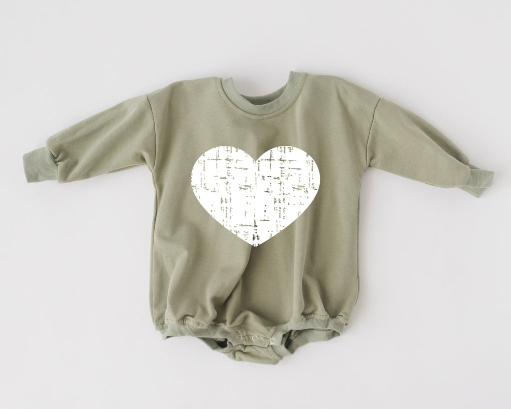 Distressed Heart Sweatshirt Romper - more colors - Shop Avnu