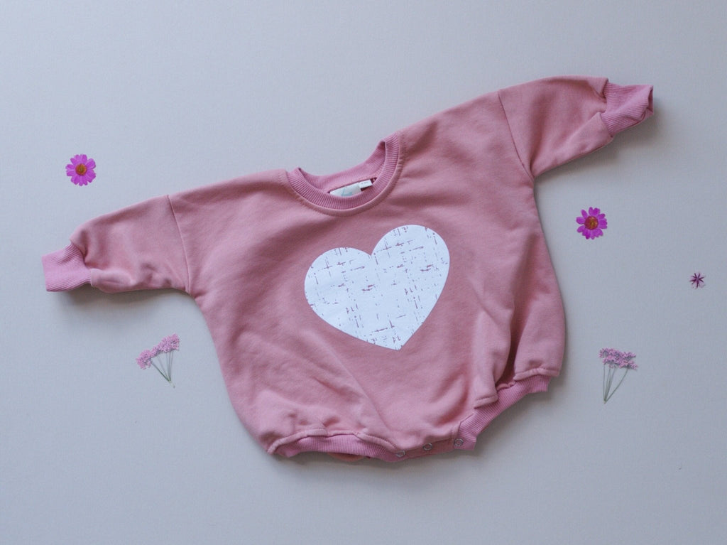Distressed Heart Sweatshirt Romper - more colors - Shop Avnu
