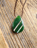 Canadian Nephrite Jade Teardrop Pendant with Abalone - Shop Avnu