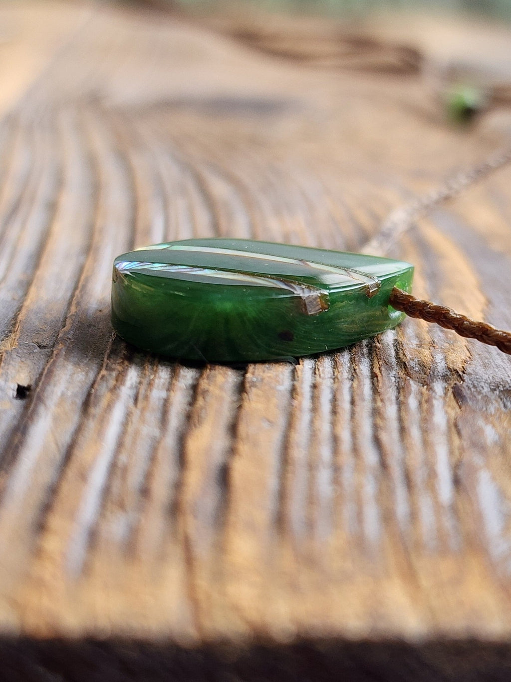 Canadian Nephrite Jade Teardrop Pendant with Abalone - Shop Avnu