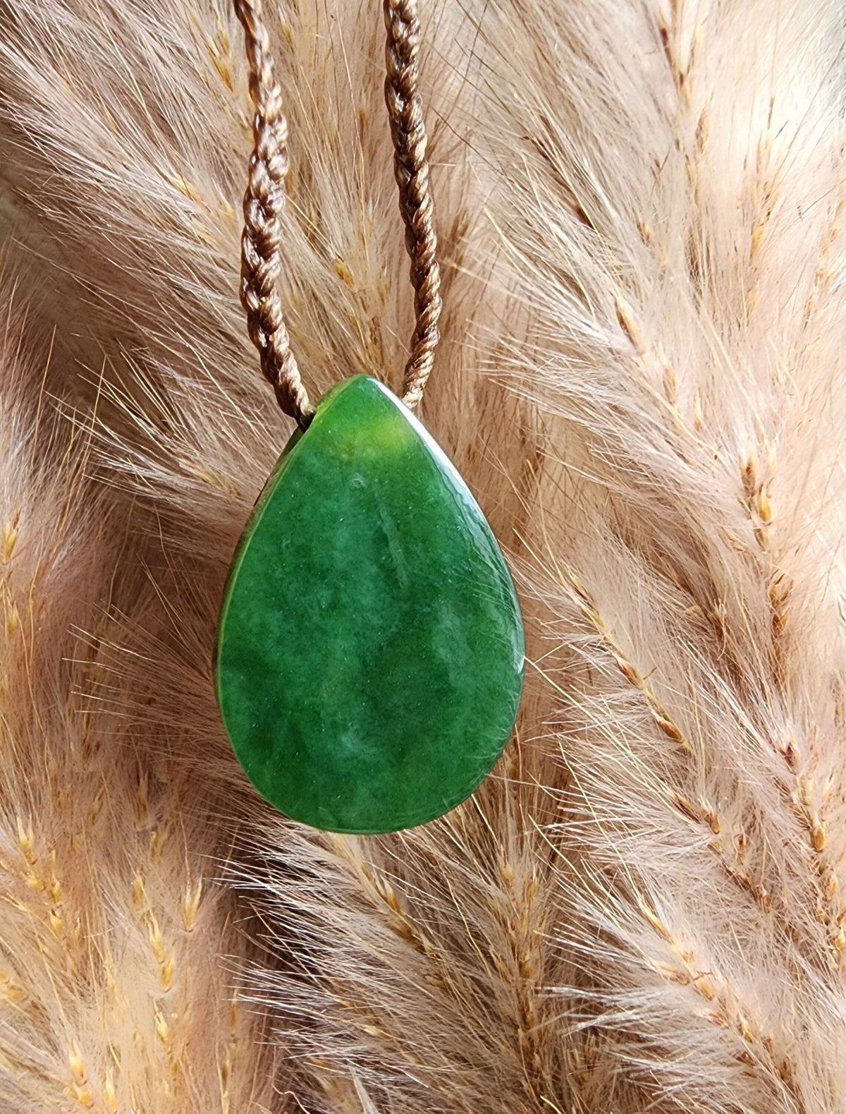 Canadian Nephrite Jade Teardrop Pendant with Abalone - Shop Avnu