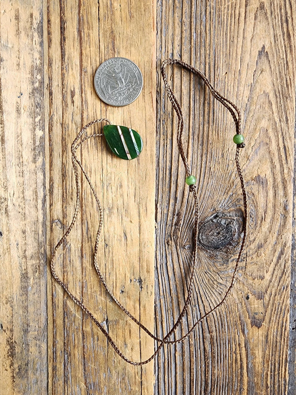 Canadian Nephrite Jade Teardrop Pendant with Abalone - Shop Avnu