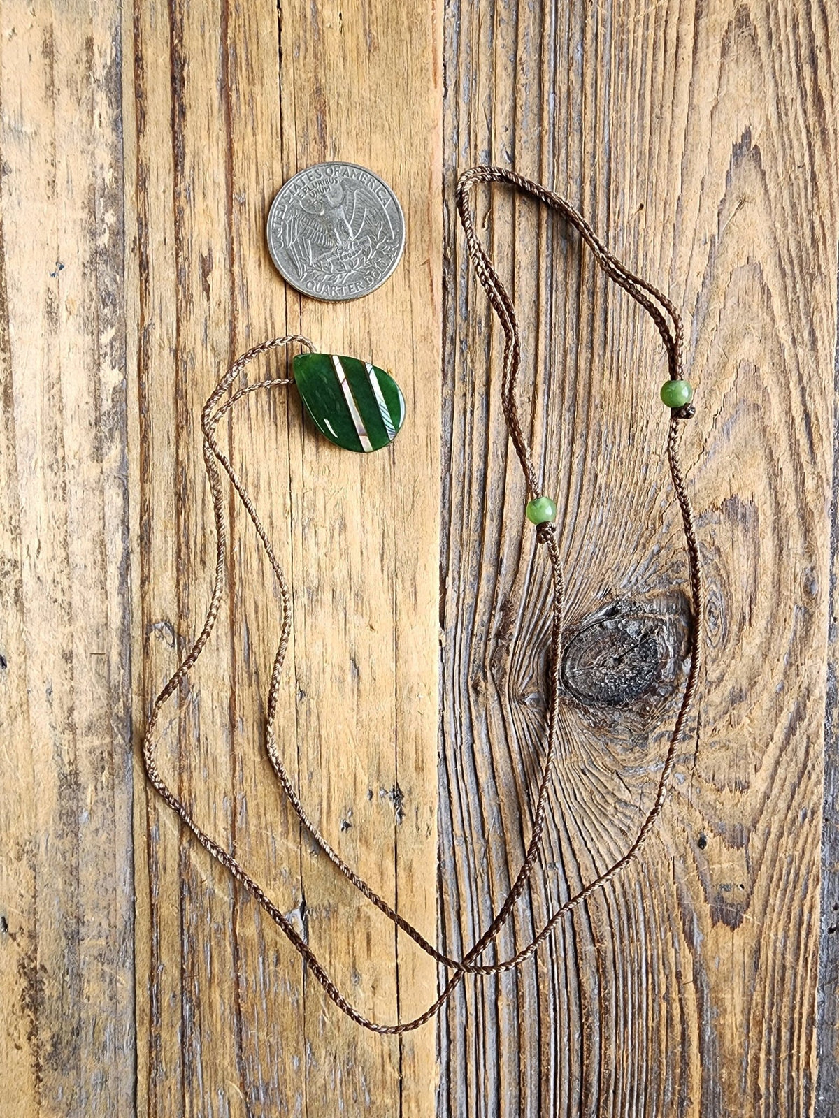 Canadian Nephrite Jade Teardrop Pendant with Abalone - Shop Avnu