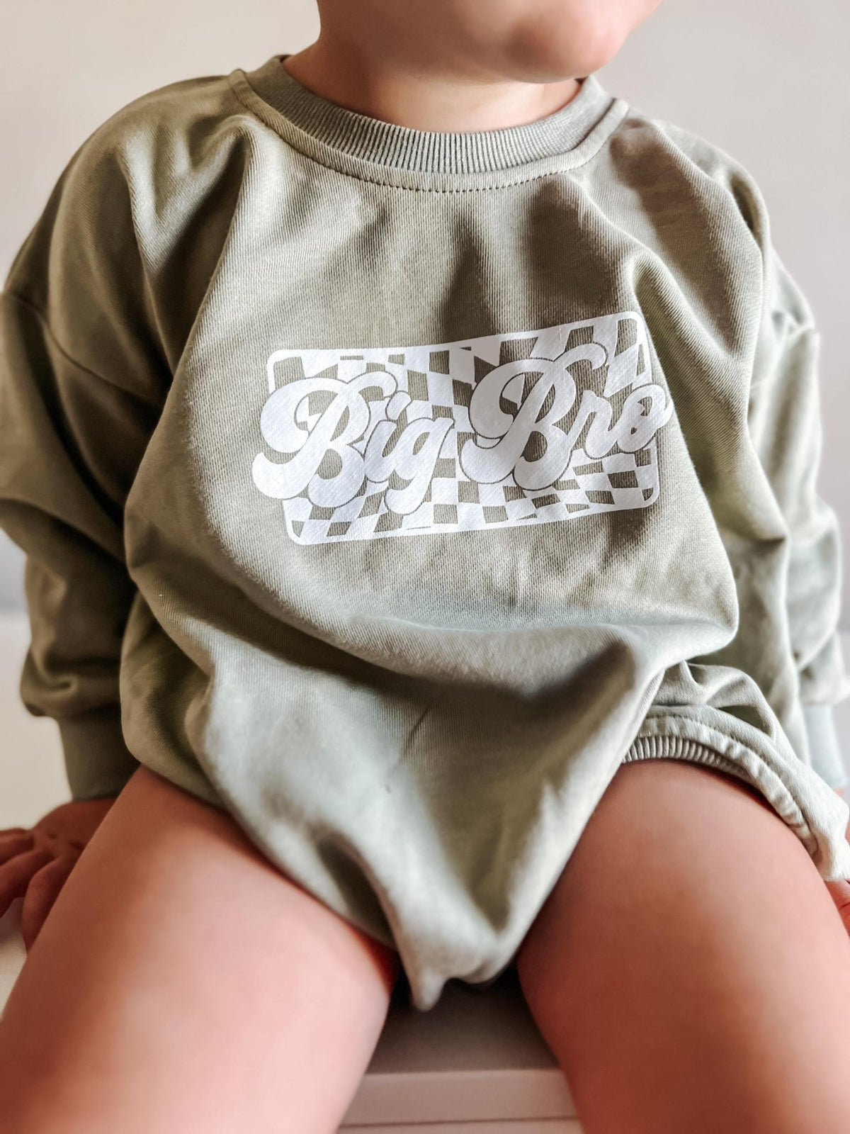 Big Brother Checkered Sweatshirt Romper: Baby Boy Outfit - Shop Avnu