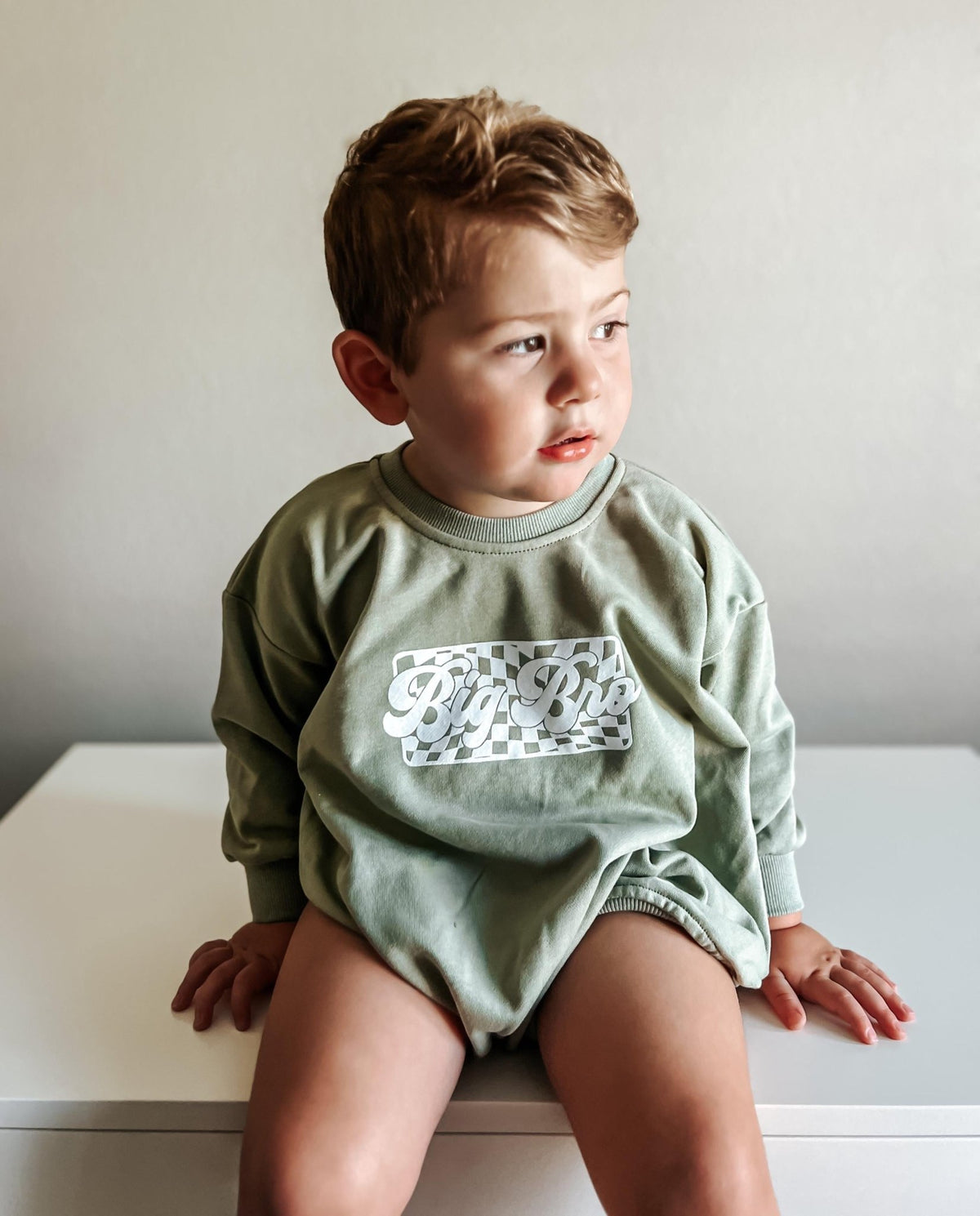 Big Brother Checkered Sweatshirt Romper: Baby Boy Outfit - Shop Avnu