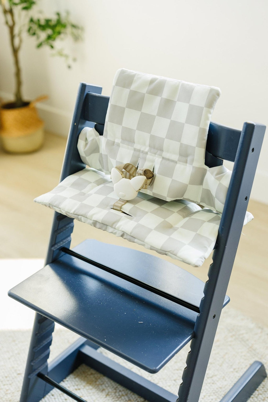 Wipeable Highchair Cushion for Stokke Tripp Trapp: Neutral Checkered Cover - Shop Avnu
