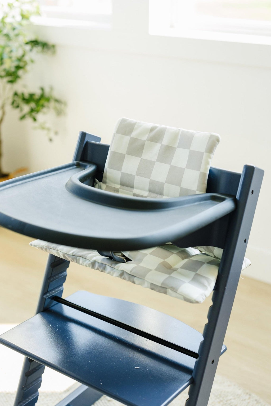 Wipeable Highchair Cushion for Stokke Tripp Trapp: Neutral Checkered Cover - Shop Avnu