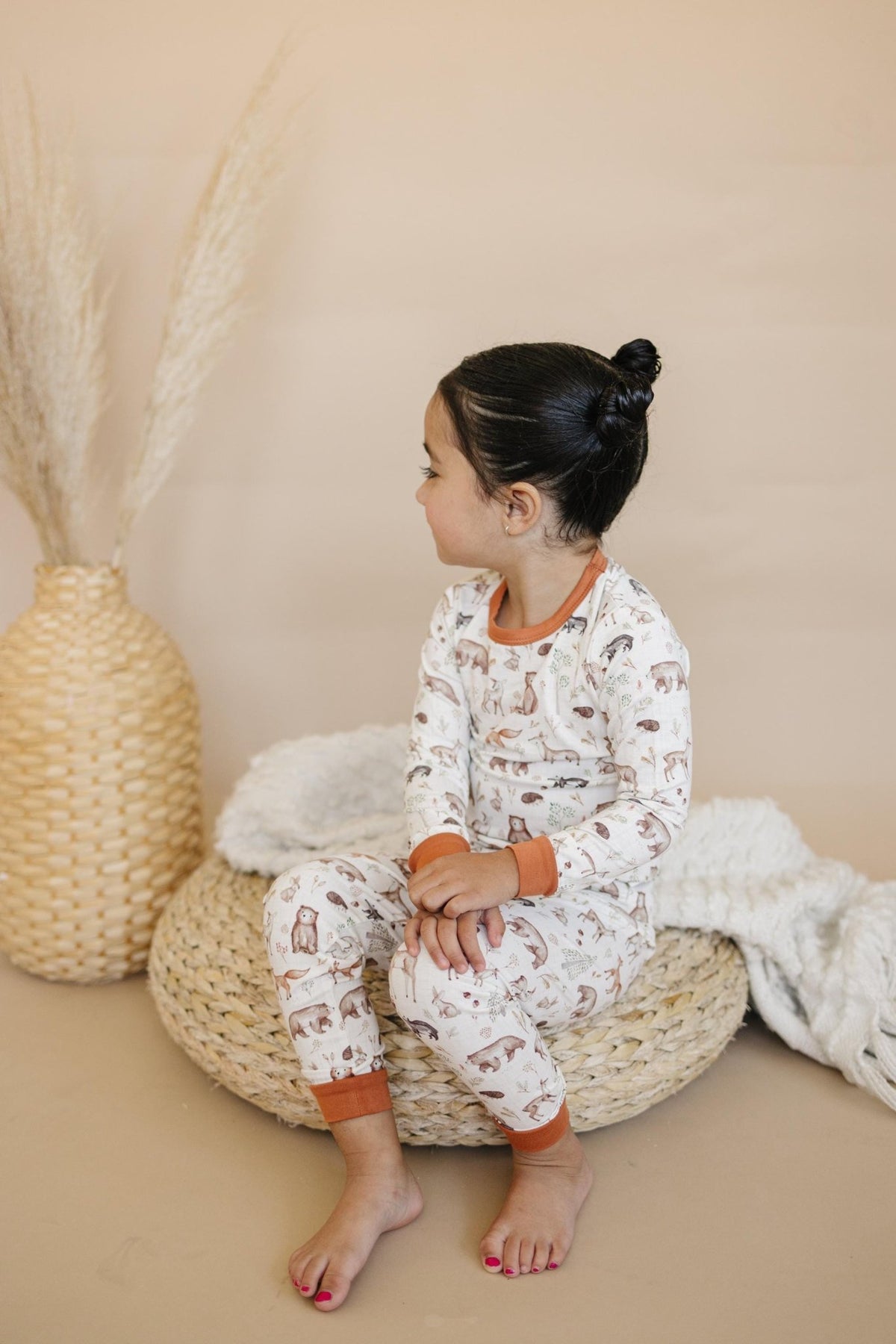 Forest Friends 2pc Bamboo Pajamas - Fall Woodland PJ Set for Toddlers and Kids - Shop Avnu