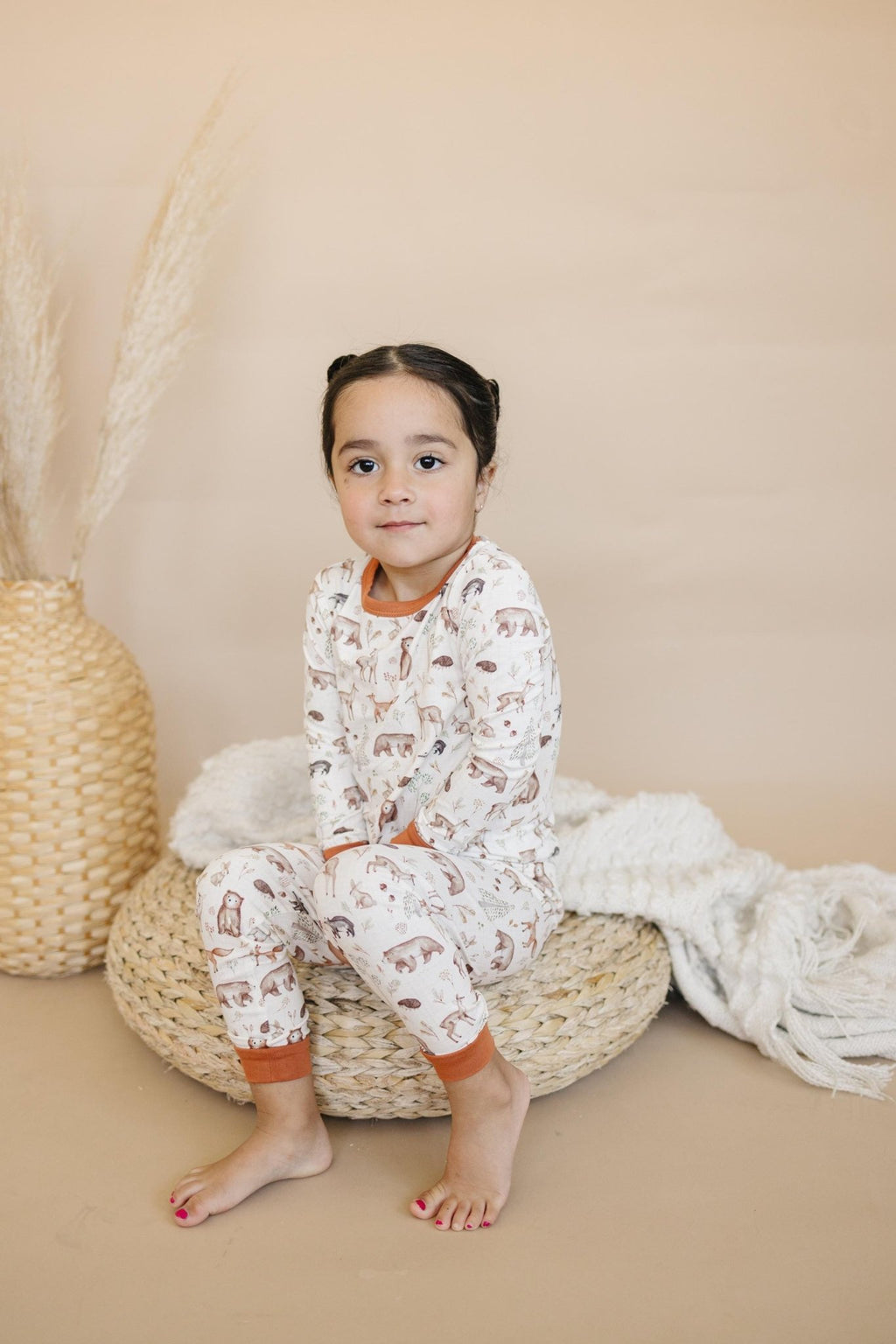 Forest Friends 2pc Bamboo Pajamas - Fall Woodland PJ Set for Toddlers and Kids - Shop Avnu