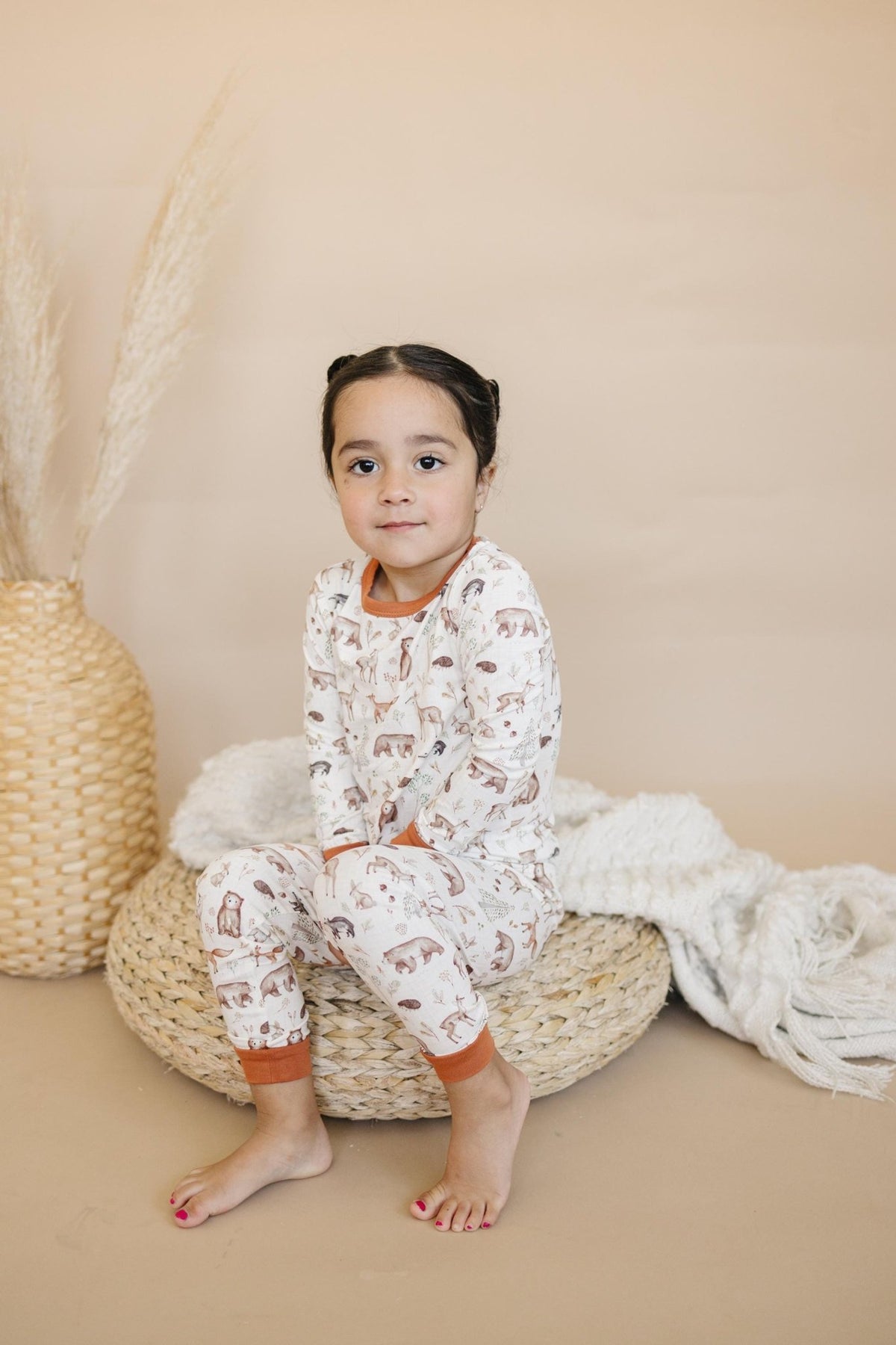 Forest Friends 2pc Bamboo Pajamas - Fall Woodland PJ Set for Toddlers and Kids - Shop Avnu