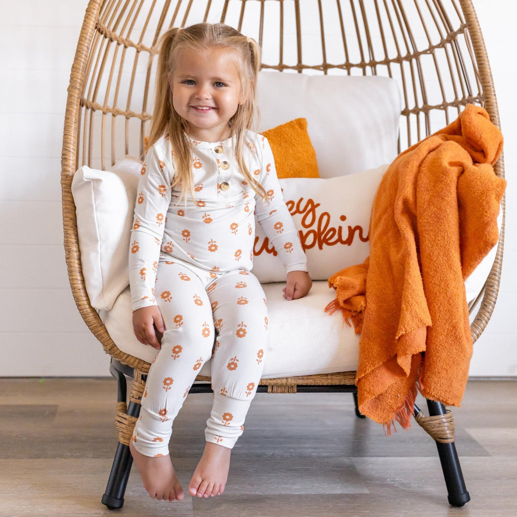 Pumpkin Posie Bamboo Pajamas: Fall Baby & Toddler PJs - Shop Avnu
